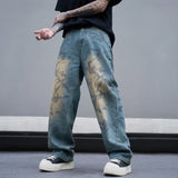 Stylish Rock N Roll Loose Fitting Washed Jeans