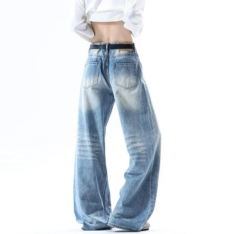 High-Quality Gradient Washed Straight Tube Jeans