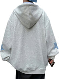 Streetwear Starry Zip Casual Long Hooded Sweatshirt
