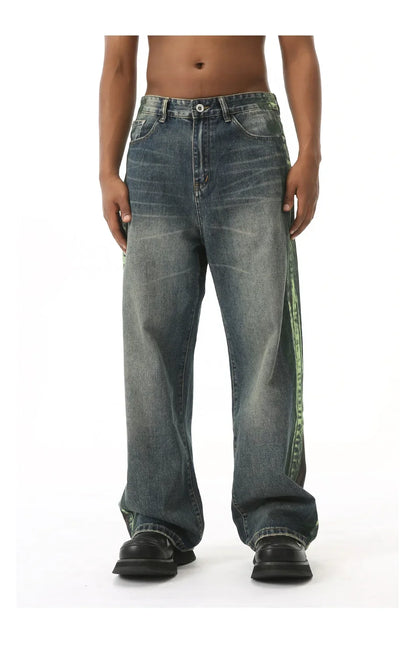 Retro Streetwear Striped Baggy Hip Hop Jeans