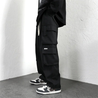 Vintage Cargo Pocket Drawstring Baggy Wide Pants