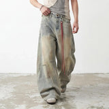 Retro Dirty American Style Wide Leg Jeans