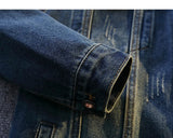 Embroidered Turn Down Collar Loose Denim Jacket