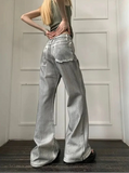 Women Retro Wide Leg High Waist Jeans