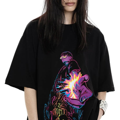 Oversized Cartoon Print Long Sleeve T-Shirt