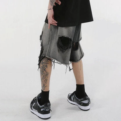 Featherlight Ripped Washed Retro Denim Jorts