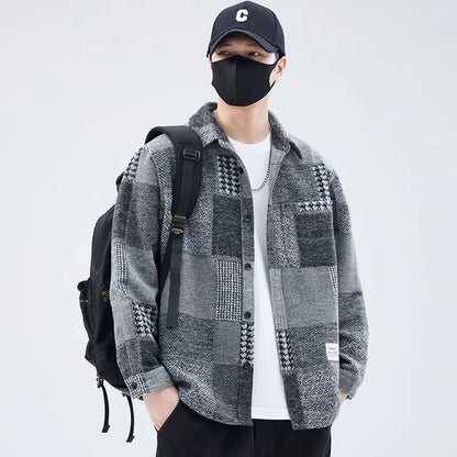 Classic Stylish Color Block Loose Lapel Jacket