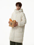 Fashionable Solid Color Hooded Puffer Zipper Coat
