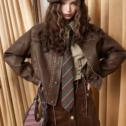 Vintage American Style Retro Maillard Style Jacket