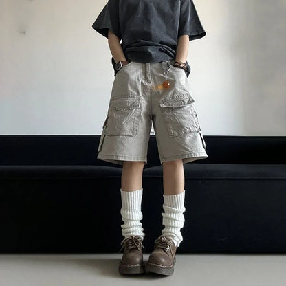 Solid Color Multi Pocket Work Short