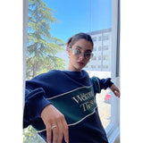 Vintage Letter Print Oversized Sweatshirt