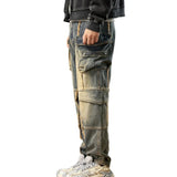 Trendy Distressed Loose-Fit Cargo Denim Jeans