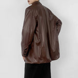 Men Youthful Grunge Moto PU Leather Jacket