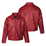 High-End Red Korean Style Hip Hop Leather Jacket