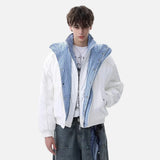 Retro Plaid Patchwork Fake Two Piece Padded Jacket