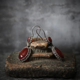 Red Zircon Inlaid Oval Drop Earring
