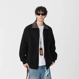 Fashionable Contrast Collar Casual Zip Jacket