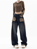 Vintage Patchwork High Waist Wide Leg Jeans