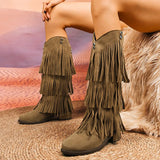 Retro Tassels Cowboy Fringe Knee High Boots