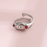 Y2K Red Eye Frog Silver Ring