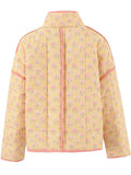 Women Retro Floral Yellow Padded Jacket
