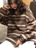 Model wearing the brown Chunky Knit Sweater