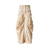 Irregular Patchwork Tailored Color-Washed Scimitar Jeans