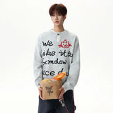 Jacquard Contrast Color V-Neck Knitting Sweater