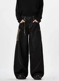 Vintage Patchwork Leopard Washed Baggy Jeans