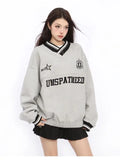 Retro American Style Letter Embroidered Hip Sweatshirt