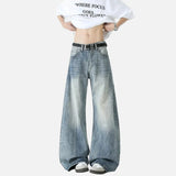 Durable Slightly Flared American Style Wide Leg Jeans