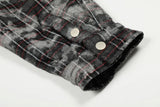Streetwear Tie Dye Plaid Fur Hooded Jacket