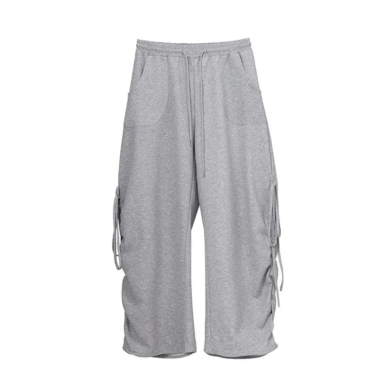 Soft Gray Drawstring Hip Hop Pants