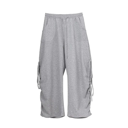 Soft Gray Drawstring Hip Hop Pants
