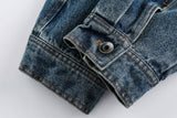 Embroidery Star Patchwork Washed Denim Jacket
