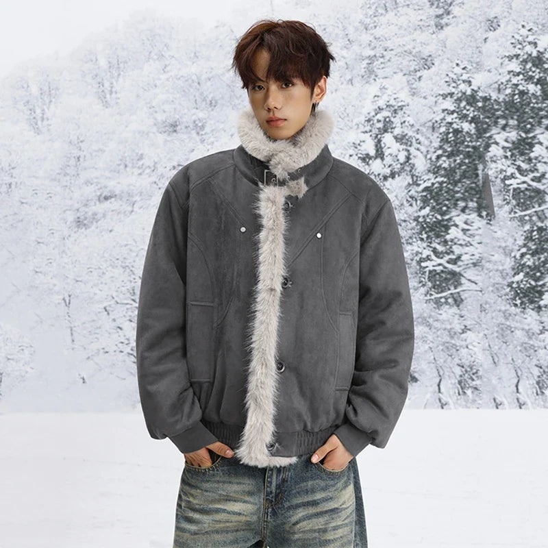 Stylish Single Breasted Loose Faux Fur Jacket
