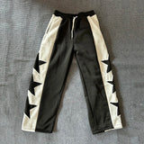 Star Patch Color Block Wide Leg Sweatpants