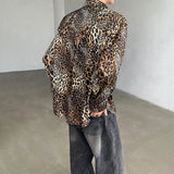 Elegant Leopard Print Long Sleeve Shirt