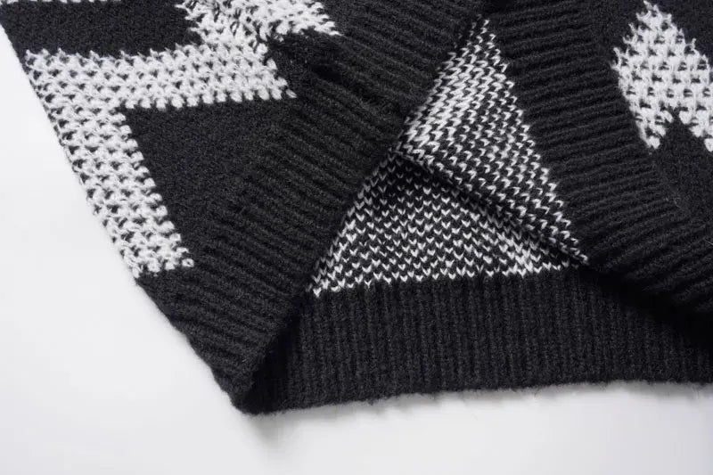 Streetwear Diamond Argyle Striped Knitted Sweater