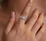 Women Elegant Wide Moissanite Eternity Ring
