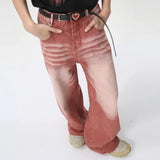 Streetwear Red High Street Style Casual Jeans