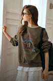 Warm Casual Printed Loose Fit Sweatshirt