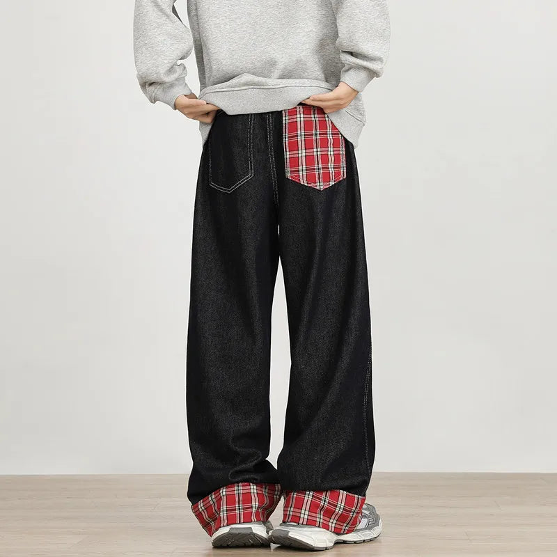 Luxury Straight & Sleek Patchwork Wide Leg Jeans
