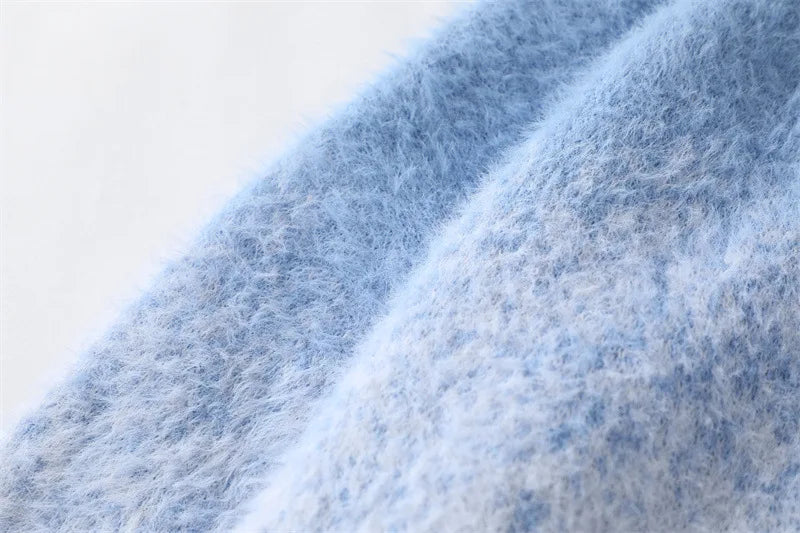 Fashionable Sky Ombre Gradient Fuzzy Sweater