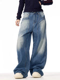Wardrobe Staple Lightning Pattern Wide Leg Jeans