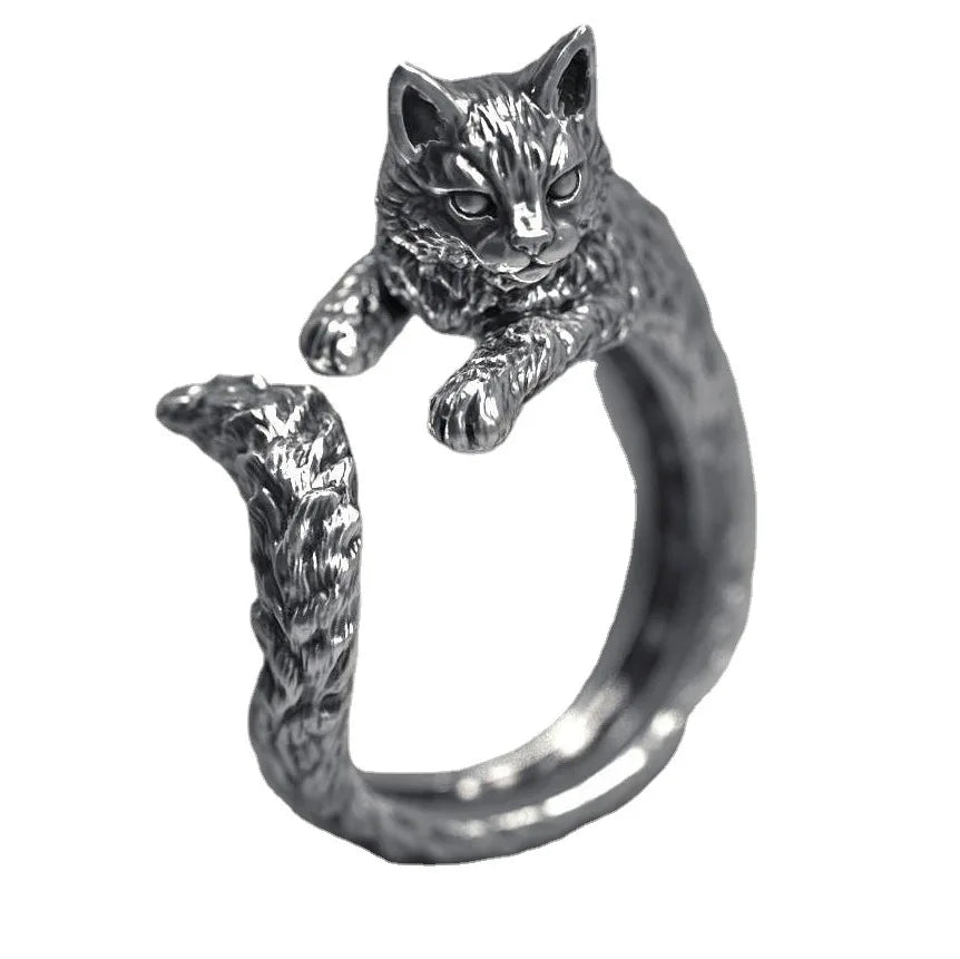 Vintage Witch Cat Opening Ring