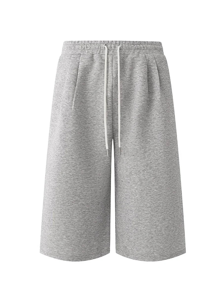 Soft Gray Loose Casual Drawstring Jorts