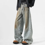Streetwear Vintage Distressed Wide Leg Denim Jeans