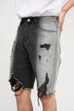 Gradient Ripped Washed Denim Shorts