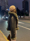 Women Classic Warm Faux Suede Zipper Leather Jacket